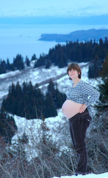 37 weeks 2 days, at the top of the TV tower hill behind the yurt