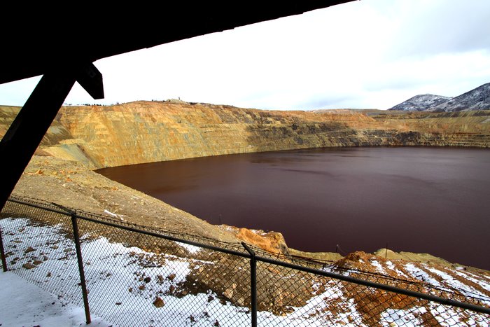 Photos taken from the observation platform to the Berkeley Pit in Butte Montana.