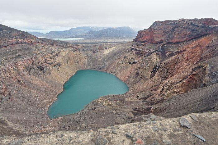 I'm not sure what volcanic chemistry gives this lake its beautiful blue color, but I'm not sure I'd drink out of it.