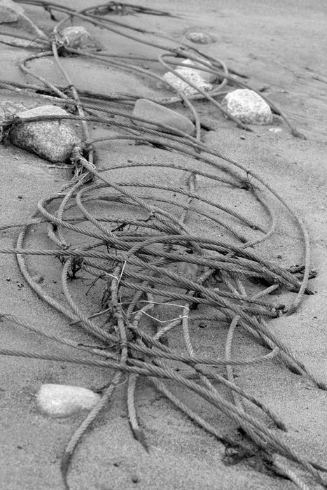 Steel cables on the beach.