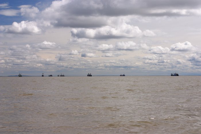  Fishing boats on the horizon on Nushagak Bay.
