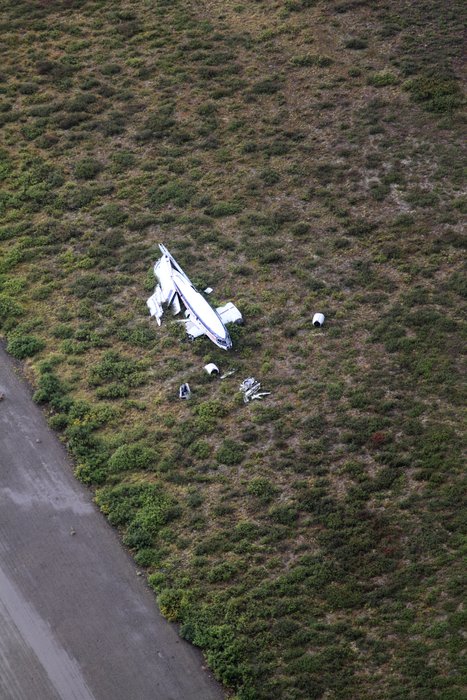 Debris remaining from a plane crash at the Lik Prospect