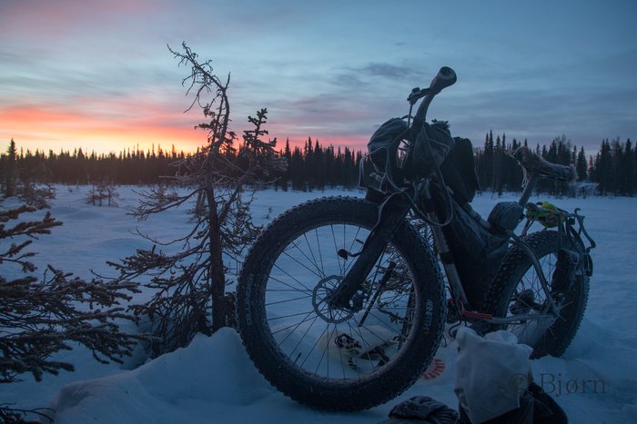 The Carver fat-bike greets the first dawn light.