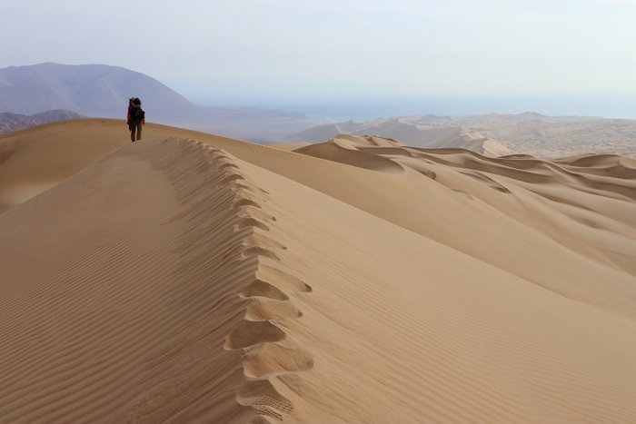 The giant dune fields of Peru make for amazing lonely walking.