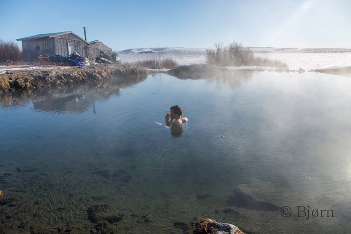 After five weeks of being bundled up in winter clothing, an opportunity to undress and soak weary muscles in Granite Hot Springs was welcome.