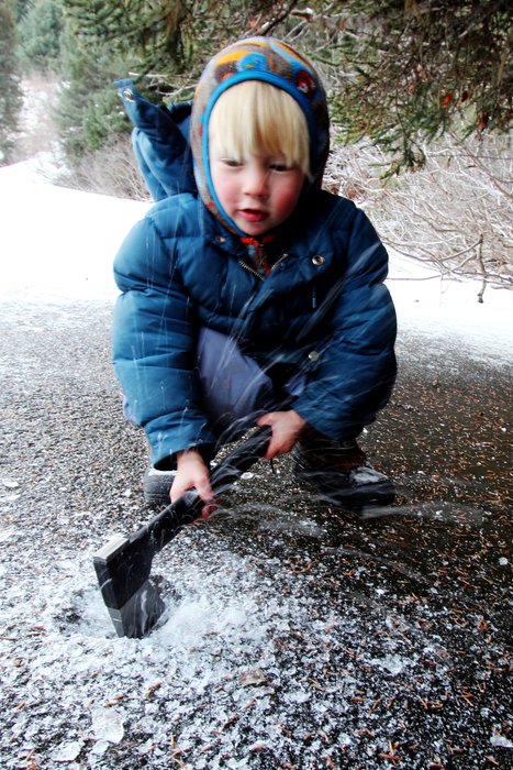Hacking through the ice to measure its thickness was a good little-boy job.
