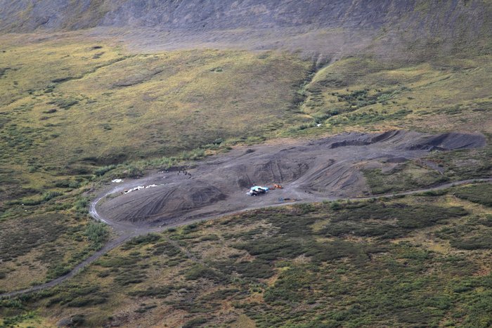Aerial photo of the deposit being explored at Lik.