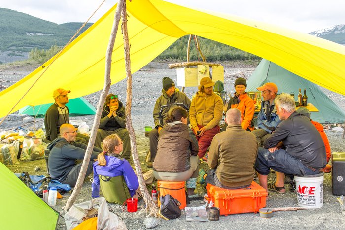 The earth science team discusses their daily findings, discoveries, insights, and makes plans for the following day. Three successful expeditions, to study the landslide generated tsunami, in Icy Bay, Alaska were undertaken in summer 2016. The main expedition, in June, consisted of fourteen people. 