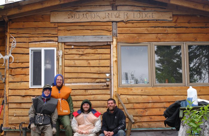 Hanging out with Cutter at the Stuyahok River Lodge, near the confluence of the Stuyahok and Mulchatna Rivers. 