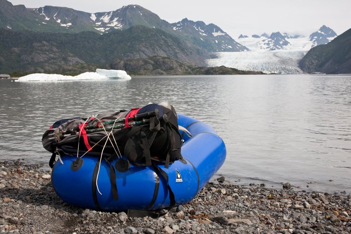 A loaded pack raft ready to depart upon our final leg of the journey to Grewinck glacier