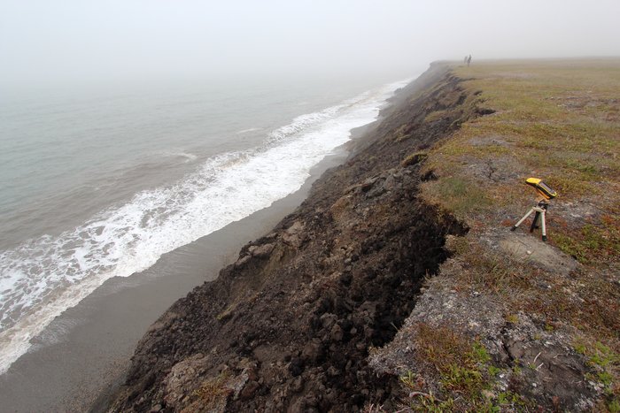 This rapidly eroding bluff on Barter Island (near Kaktovik, Alaska) is mostly composed of permafrost.