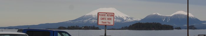 The sign seemed to suggest carts should be dumped into the caldera of Edgecumbe volcano.