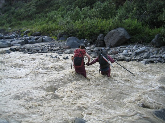 Hig and Erin crossing a river (2004)