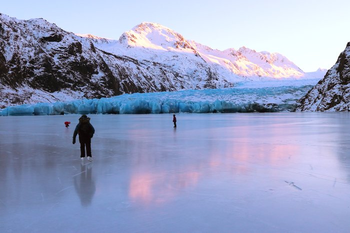 Crystal clear cold days and smooth ice made for awesome skating around Grewingk Glacier.