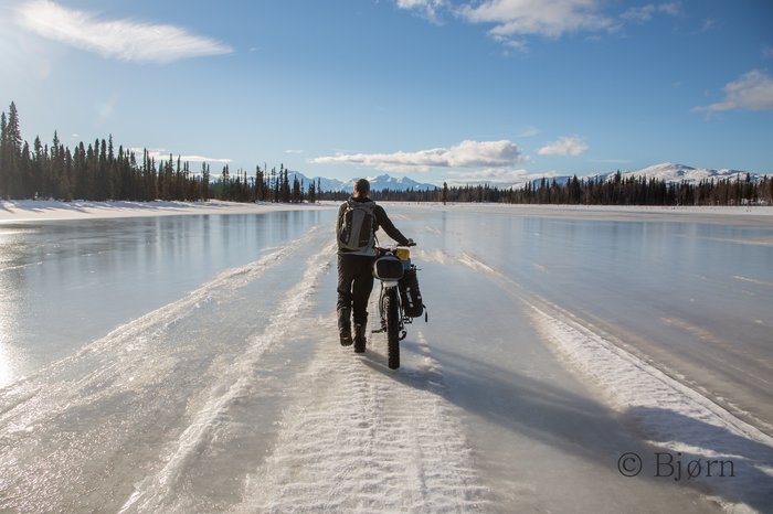 Sloppy and wet trail conditions greeted the travelers for the first few days of their fat-bike expedition to the arctic.