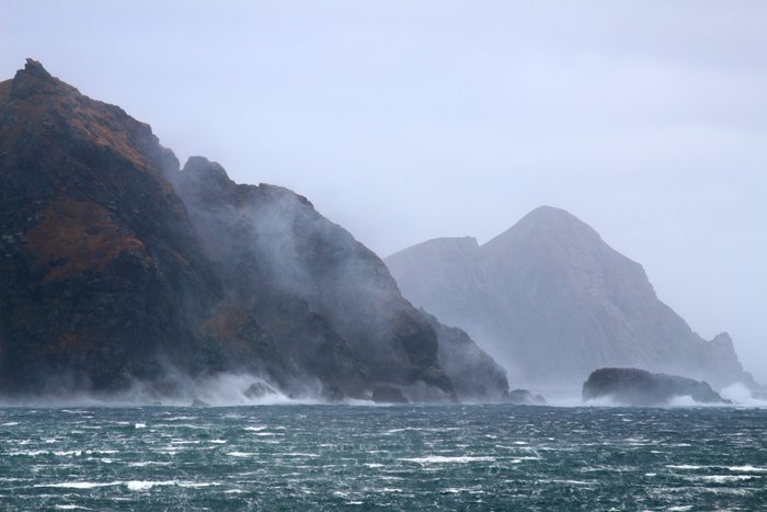 The Barren Islands in Alaska are buffeted by extreme winds and huge waves during fall and winter storms.