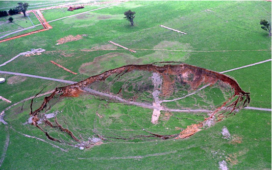 Subsidence feature at the Ridgeway Mine in New South Wales