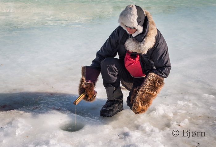 While in Unalakleet, Bjørn and Kim met local ice fishermen and were invited to join in.