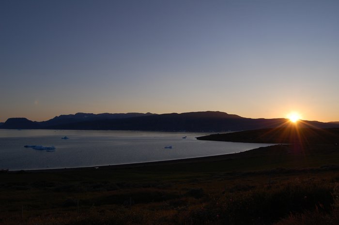 Sunset over Tunulliarfik Fjord and our very first days in Greenland.